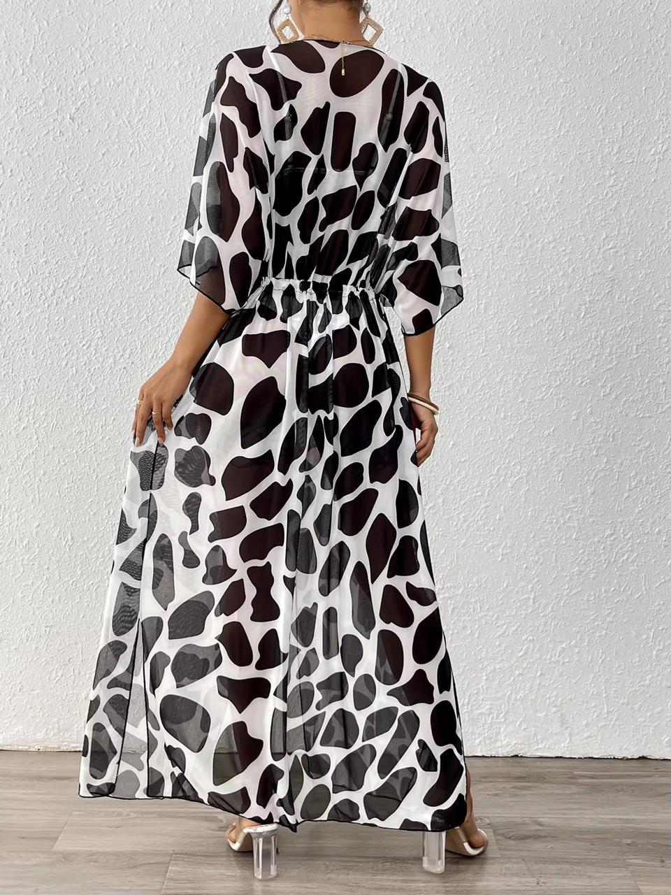 Black and White Leopard Print Beach Cover Up