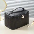 Ribbed Spacious Cosmetic Case with Brush Holder