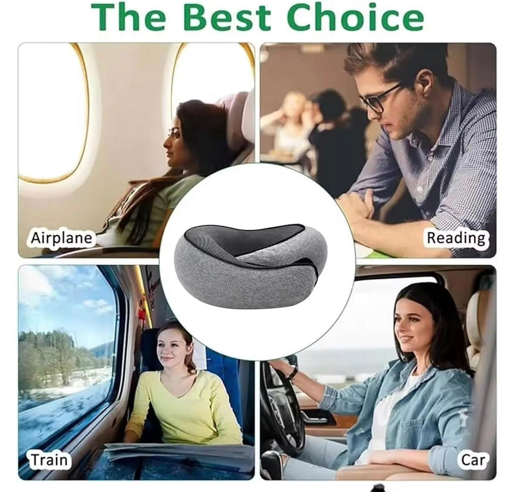 2-in-1 Memory Foam Travel Neck Pillow with Removable Cover & Compact Carry Bag