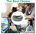 2-in-1 Memory Foam Travel Neck Pillow with Removable Cover & Compact Carry Bag
