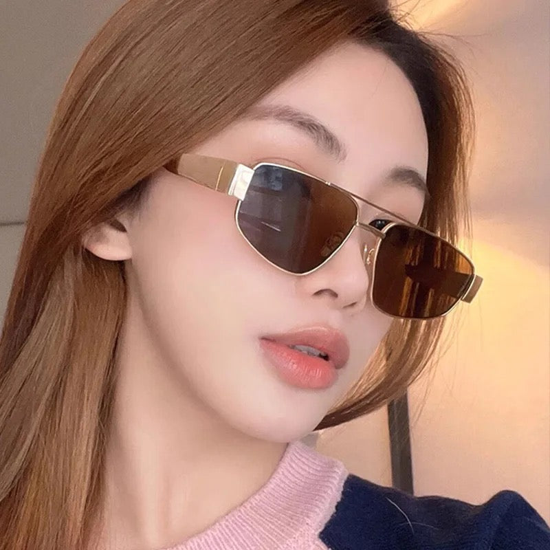 Double beam cat eye sunglasses