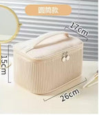 Ribbed Spacious Cosmetic Case with Brush Holder