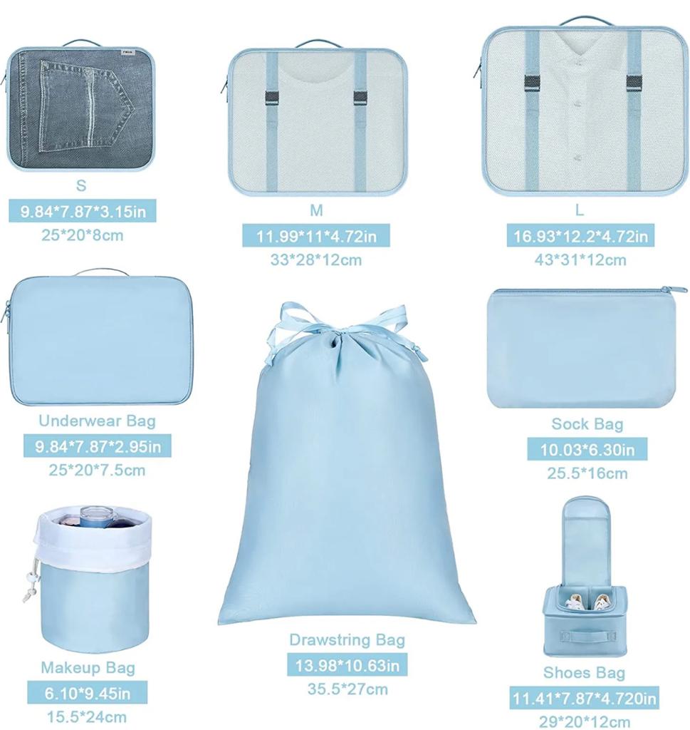 8PC Compression Packing Cubes