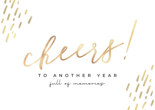 'Cheers to another year' card