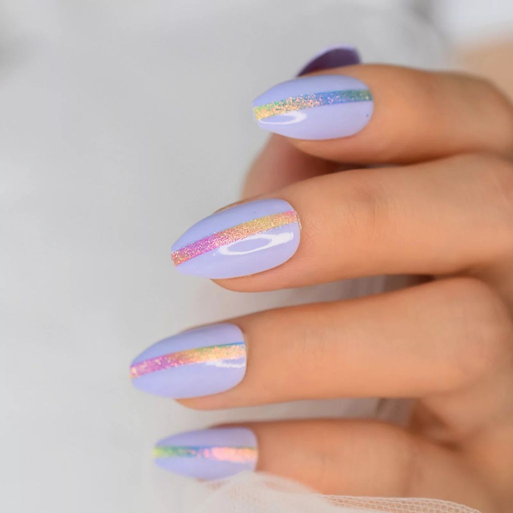 'Purple Rainbow' Glossy Press On Nails